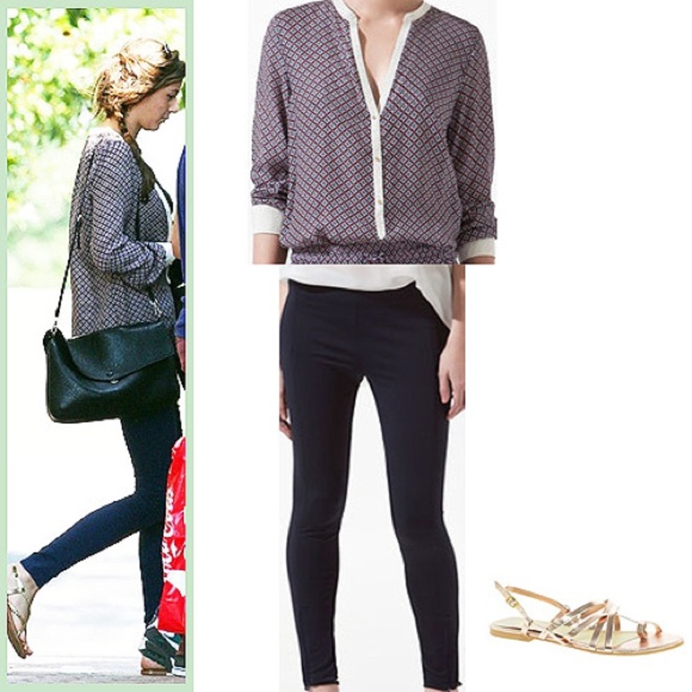 Zara XS Printed Silk Blouse